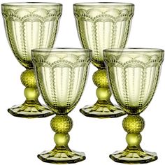 PRICES MAY VARY. Elsjoy 4 pack 8.5 ounce green glass goblets measure 3.5"D x 6.5"H. The goblets are perfect for wine, and also for adding a delicate touch to other drinks like cocktails, juice, beer, whiskey, iced water, etc. Safe Glass: Refined crafted of high clear premium glass, our glass goblets will not fade or retain smells or transfer chemicals into beverages, fully dishwashing safe, they have solid weighted construction to help avoid spills, a healthier alternative to plastic. Non-Slip a Pink Drinking Glasses, Green Wine Glasses, Pink Wine Glasses, Wedding Glassware, Cocktail Party Wedding, Pink Glassware, Vintage Wine Glasses, Green Glassware, Glassware Drinking