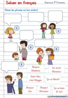 the french language worksheet for children to learn how to say and use it