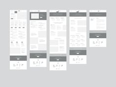 a bunch of white and gray wireframes