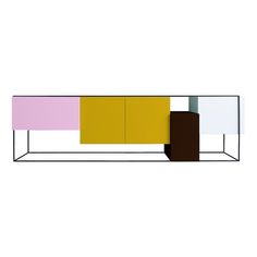 the sideboard is multicolored and has two different sections