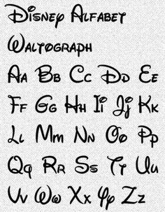 the letters and numbers for disney's alphabets are drawn in black ink on white paper