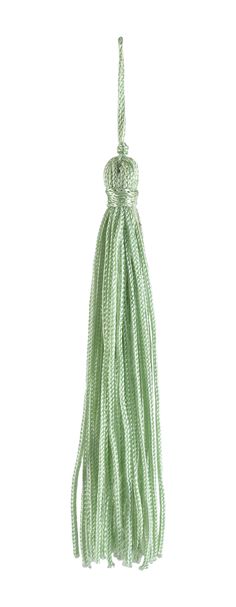 a green and white tasselle hanging from a string