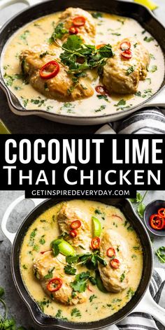 thai coconut lime chicken in a skillet