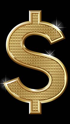 the letter s is made out of gold metal with diamonds on it's sides