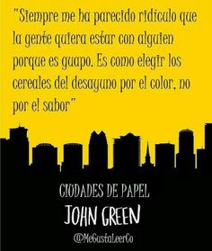 a yellow and black cityscape with the words john green in spanish