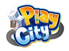 the logo for play city is shown