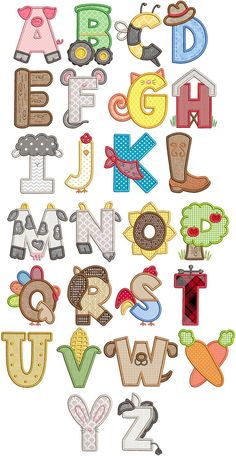 the alphabet is made up of different types of letters, numbers and symbols that can be used to make an applique