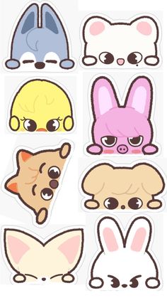 some stickers with different animals on them