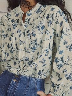 Faster shipping. Better service Outfit Basics, Church Girl, Blouse Long Sleeve, Button Front Top, Floral Print Blouses, Basic Outfits, Mom Outfits, Elegant Floral, Print Blouse