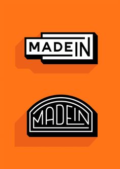 an orange background with two black and white signs that read maden, maden