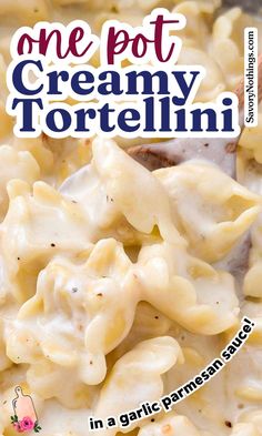 the cover of one pot creamy tortellini