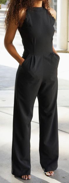 Black Romper Long Pants, Black Romper Pants, Pant Romper, Romper Long Pants, Womens Jumpsuits, Straight Leg Pant, Wear To Work, Black Romper, Romper Pants