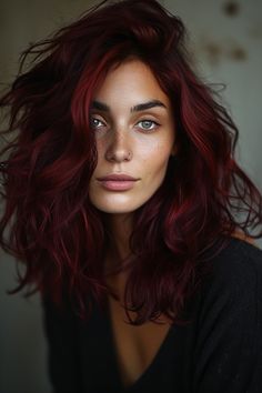 91+ Dark Red Hair Color Ideas for a Bold New You Muted Red Hair, Dark Red Hair Color Ideas, Two Tone Hair Color Ideas, Muted Burgundy, Oc Faceclaim, Cherry Hair Colors, Red Hair Color Ideas, Dark Red Hair Color