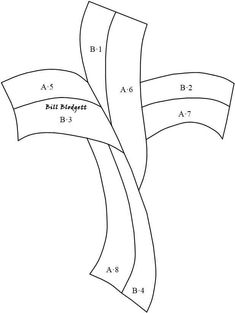 an image of a cross that has been cut into three sections and is labeled with the names