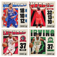 four basketball cards with the same player on them