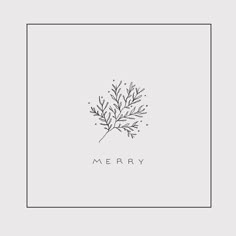 a black and white photo with the word merry written in it, surrounded by branches