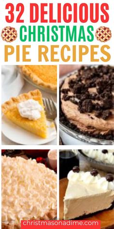 twelve delicious christmas pies with text overlay