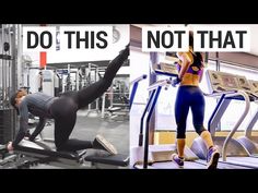 two women doing different exercises in the gym