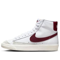 Nike Blazer Mid '77 Vintage 'White Team Red' BQ6806-111 (SNKR) Green Blazers Nike, Red Nike Blazers, Nike Blazer Mid 77 Red, Nike Blazer Mid 77 Colors, Nike Blazer 77, Blazer 77, Maroon Nike, Blazer Mid 77 Vintage, Cool Nikes