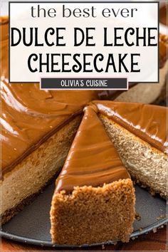 the best ever dulce de leche cheesecake with chocolate frosting on top