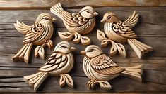 4 passerotti semplici fatti di legno intagliato - Image Creator da Microsoft Designer Wood Carving Art Sculpture, Intarsia Woodworking, Bird Carving, Chip Carving, Beautiful Art Paintings, Wood Bird, Diy Pottery, Wood Carving Art, Wooden Bird