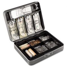 an open briefcase filled with lots of money