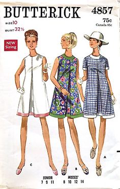 Butterick 4857 - 1960s Sewing Pattern Jr/Misses A-Line Dress Sz10 Vintage  | eBay Tent Dress Sewing Pattern, Tent Dresses Pattern, Yoke Dress, Mccalls Sewing Patterns, Tent Dress, Couture Vintage, Mccalls Patterns, Vestidos Vintage, Mod Fashion