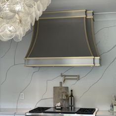 Brushed Stainless Steel Kitchen Range Hood with Brass Accents - SINDA Pot Rail, Cooktop Hood, Brass Range Hood, Stainless Steel Hood Vent, Custom Bathtub, Metal Range Hood, Chimney Range Hood, Steel Range Hood, Undermount Stainless Steel Sink