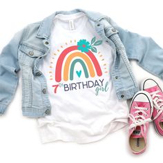 7th Birthday Shirt Girl, 7th Birthday Shirt, Girls 9th Birthday, 9th Birthday Parties, Birthday Girl Shirt, Shirt Girl, Birthday Tshirts, Birthday Tee, 9th Birthday