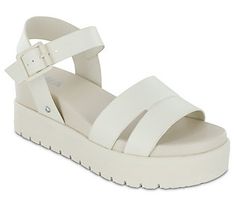 Stay on trend with these chunky platform sandals featuring height-boosting soles and secure ankle-strap closures. From MIA SHOES. Mia Sandals, Birkenstock Styles, Chunky Platform Sandals, Mia Shoes, Sandal Online, Designer Sandals, Toe Sandals, Sneaker Brands, Toe Designs