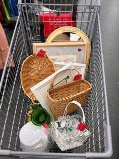 a shopping cart filled with lots of items