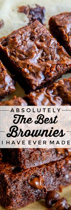 chocolate brownies with the words absolutely the best brownies have ever made