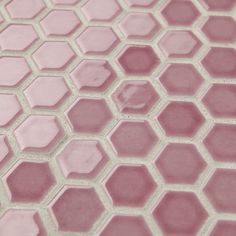 closeup of pink hexagonal tiles on the floor