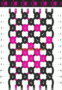 the pattern is shown in red, purple and pink colors with numbers on each side