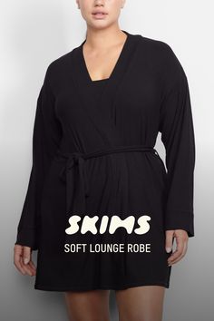 Perfect for lounging and layering over sleepwear, the Soft Lounge Robe is composed of super-soft modal ribbed fabric that drapes effortlessly in all the right places. This short robe features an adjustable self-tie belt and functional side pocket at inseam. | SKIMS Robe | Black | XS | Soft Lounge V-neck Robe With Tie Waist For Loungewear, Wrap Sleepwear With Tie Waist For Loungewear, Tie Waist Wrap Sleepwear For Loungewear, Tie Waist Wrap Sleepwear, Long Sleeve Robe With Tie Waist For Lounging, Modal Sleepwear For Sleep, Long Sleeve Tie Waist Sleepwear For Lounging, Long Sleeve Sleepwear With Tie Waist For Lounging, Solid Modal Sleepwear