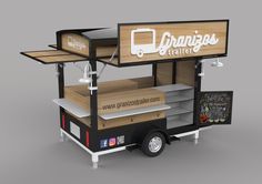 the food cart is made out of wood and metal