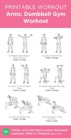 Arms: Dumbbell Gym Workout: my visual workout created at WorkoutLabs.com • Click through to customize and download as a FREE PDF! #customworkout Arm Dumbbell Workout, Arms Dumbbell Workout, Beachbody Workout, Dumbbell Arm Workout, Workout Hiit, Arm Workout Women