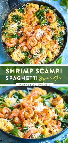 SHRIMP SCAMPI SPAGHETTI SQUASH Shrimp Scampi Easy, Shrimp Scampi Spaghetti, Spaghetti Squash Shrimp, Scampi Shrimp, Healthy Squash Recipes, Spaghetti Squash Recipes Healthy, Shrimp Scampi Pasta, Shrimp Spaghetti, Easy To Make Recipes