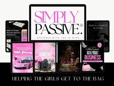 the cover of simply passive magazine is shown in black and white, with pink accents