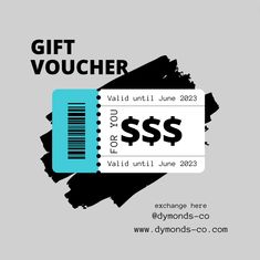 a gift voucher card with the words $ $ $ on it