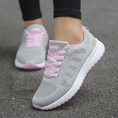 Womens Sport shoes Air cushion Running Outdoor Summer Sneakers – KjSelections Sepatu Platform, Casual Shoes Women Flats, Basket Sport, Mesh Heels, Womens Tennis Shoes, Orthopedic Shoes, White Sneakers Women, Casual Sneakers Women