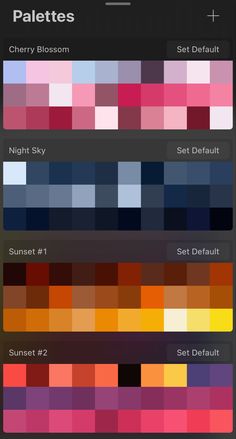 an iphone screen showing the color palettes in different colors