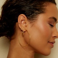 Ongoing Energy Large Hoop Earrings Hoop Earring Outfit, Satya Jewelry, Statement Hoop Earrings, Big Hoop Earrings, Ear Stack, Large Hoop Earrings, I Appreciate You, Earring Sale, Gold Hoops