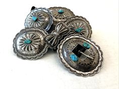 Vintage Stamped Sterling Silver Concho Belt with Turquoise | eBay 2 Butterflies, Concho Belt, Vintage Stamps, Belt Buckles, Silver Gold, Butterflies, Silver Jewelry, Gift Card, Buckle