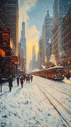 "Chicago Skyline in Winter: Hopper-Inspired Cityscape Art 8K" Chicago Winter, Wall Street Art, Primitive Art, Chicago Art, Edward Hopper, Chicago City, City Wall Art, The Windy City, Winter Beauty