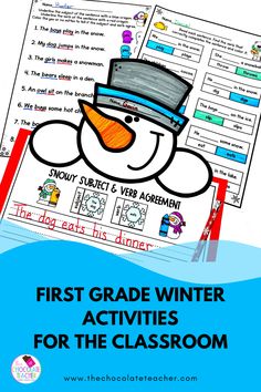 a picture of a snowman writing activity Red Crayon, Subject And Verb, Winter Ideas, First Grade Classroom, Cool Writing, Boys Playing, Winter Activities, Kindergarten Activities, Task Cards