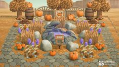 an animated garden with pumpkins and flowers