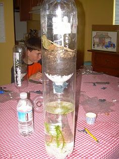 there is a large glass bottle on the table with water and lemons in it