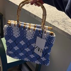 This Bag Is Perfect For A Tropical Vacation, A Beach Day, Or A Summer Night Out Light Blue Casual Bags For Spring, Blue Rectangular Bag For Vacation, Blue Rectangular Bags For Vacation, Zara Bucket Bags For Vacation, Zara Bucket Bag For Vacation, Blue Rectangular Vacation Bag, Blue Bucket Beach Bag With Adjustable Strap, Blue Summer Bags For Day Out, Blue Summer Bag For Day Out