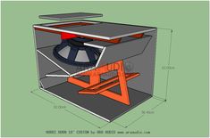 a drawing of a small table with an object in the top and bottom section on it